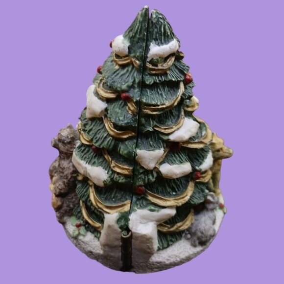 Vintage Ceramic Hinged Christmas Tree With Santa & Woodland Animals Holiday - Picture 8 of 9
